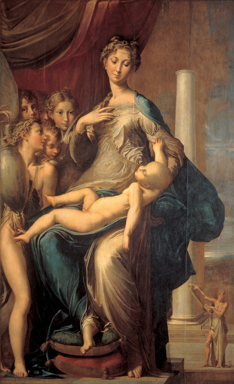 Madonna med lang hals (Madonna med lang hals), maleri av Girolamo Fra Mazzola dit PARMIGIANINO av Parmigianino