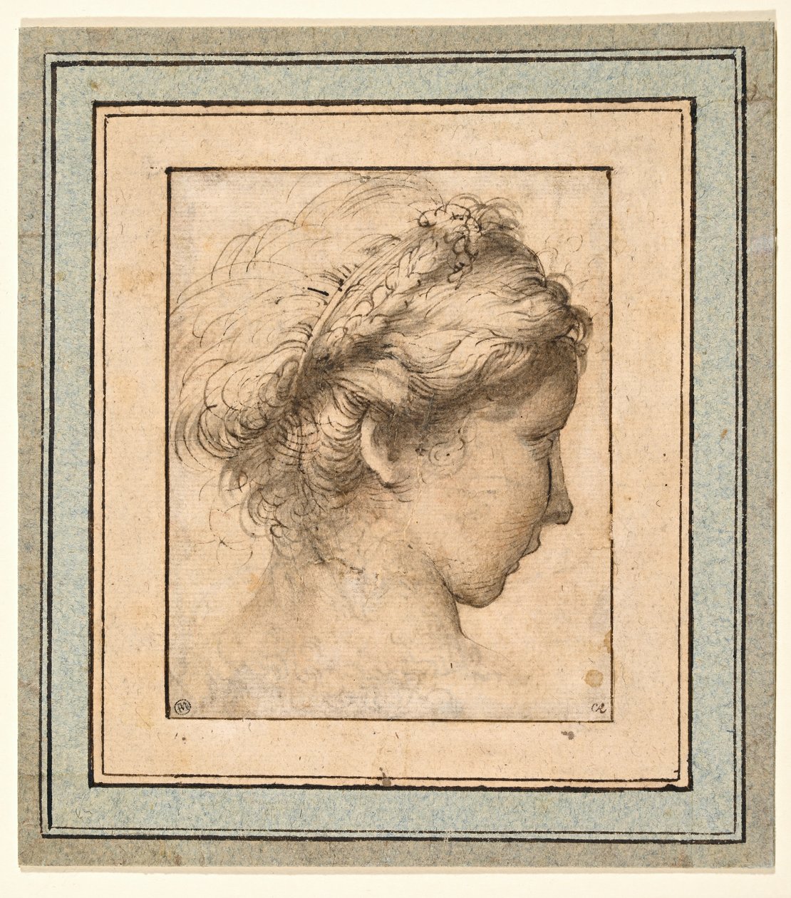 Profilhode til en jente som ser til høyre av Parmigianino