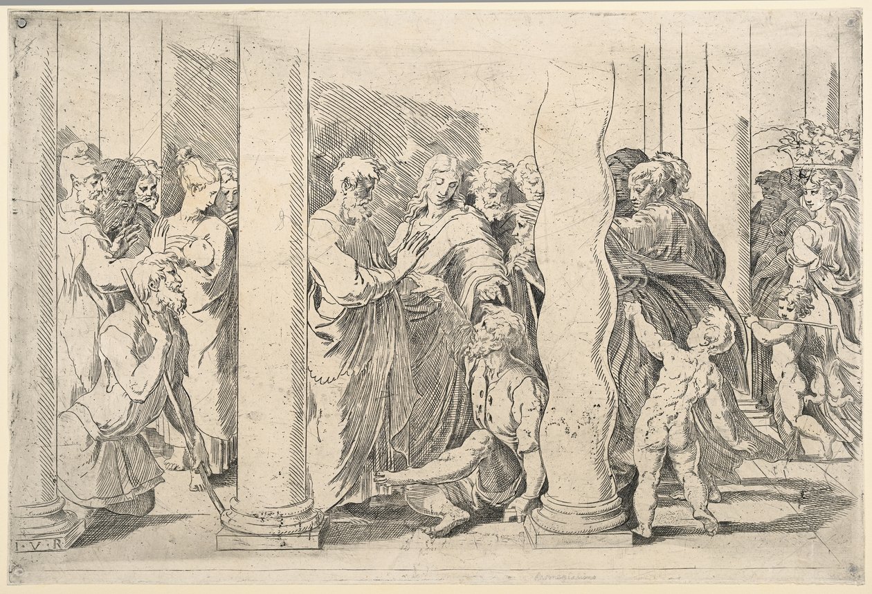 De hellige Peter og Johannes helbreder den lamme mannen ved Golden Gate av Parmigianino
