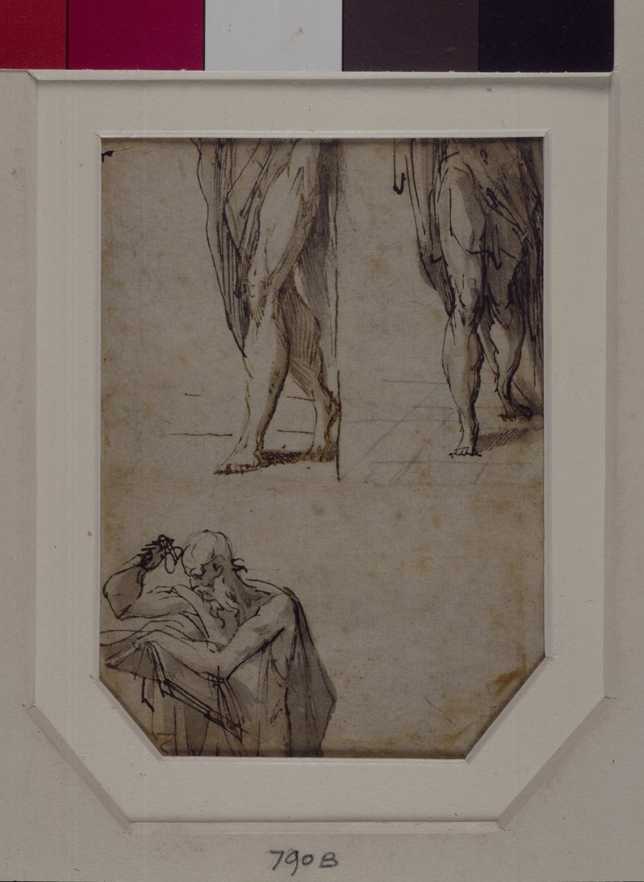 Studier av menn (penn og blekk og vask på papir) av Parmigianino