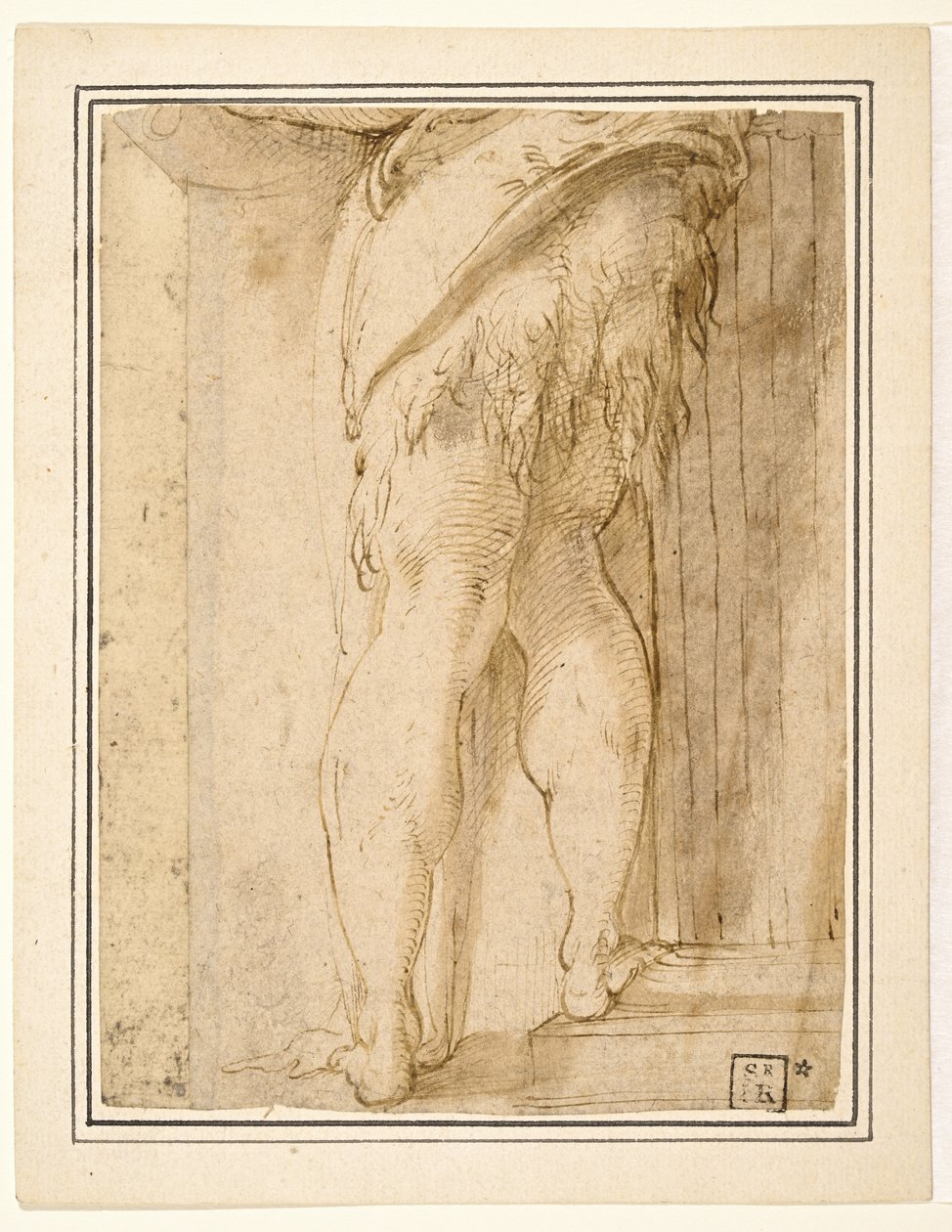 Studie for ben til døperen Johannes av Parmigianino