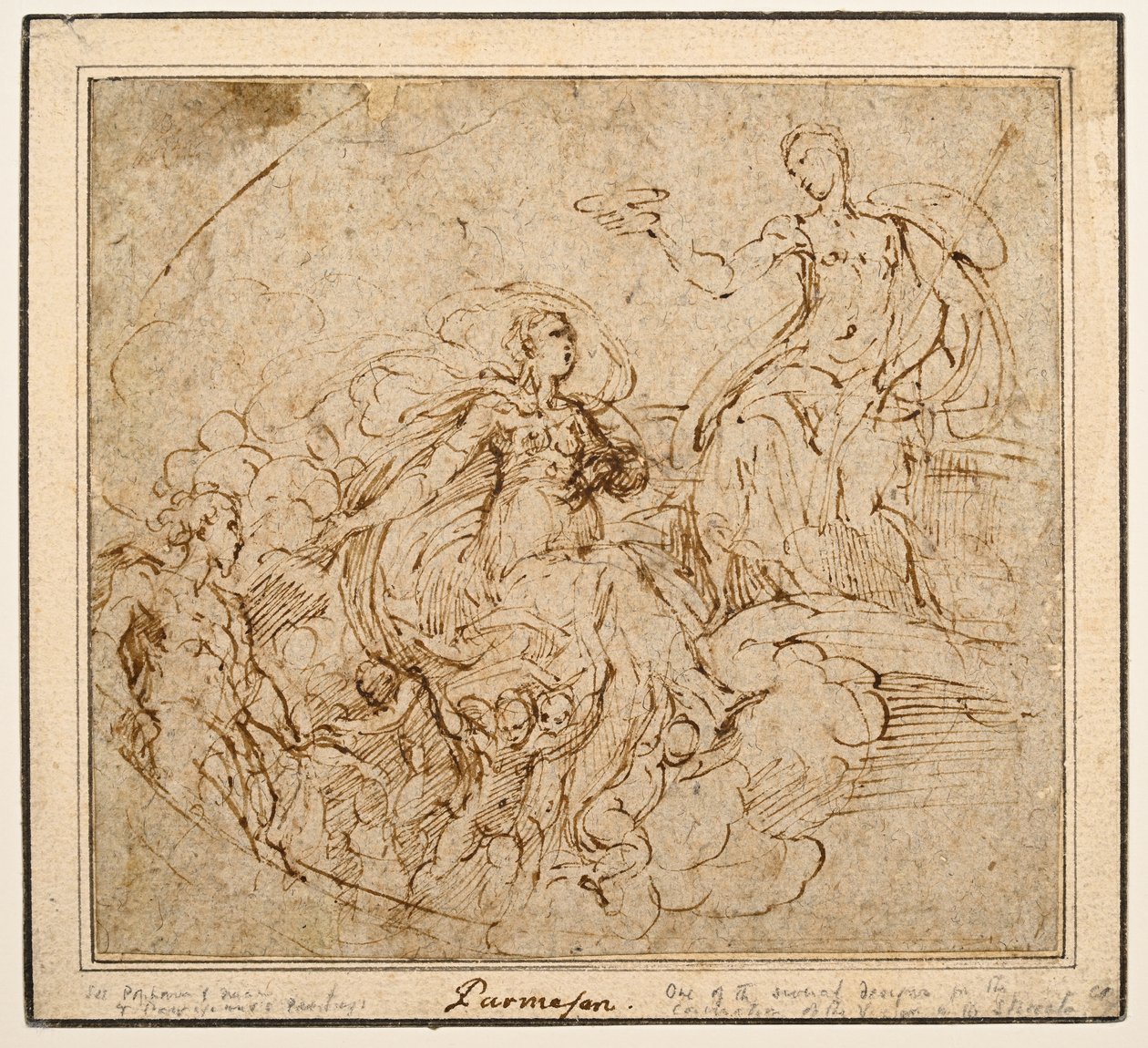 Studie av Jomfruens kroning for Santa Maria della Steccata, Parma av Parmigianino