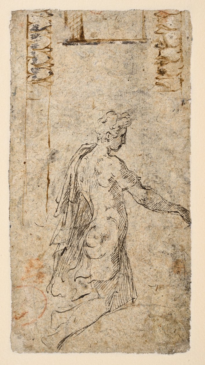 Studie av en ung mann som kneler (verso) av Parmigianino