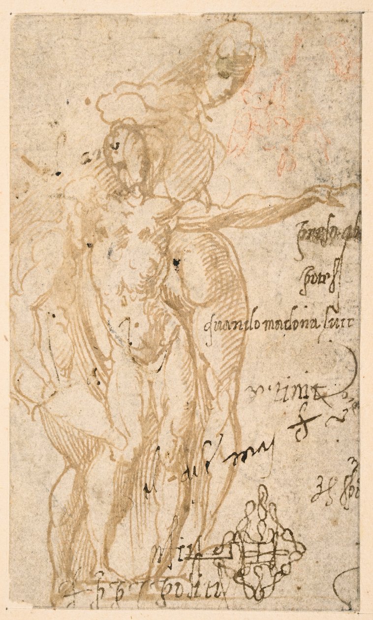 Studie av tre nakenfigurer (recto) av Parmigianino