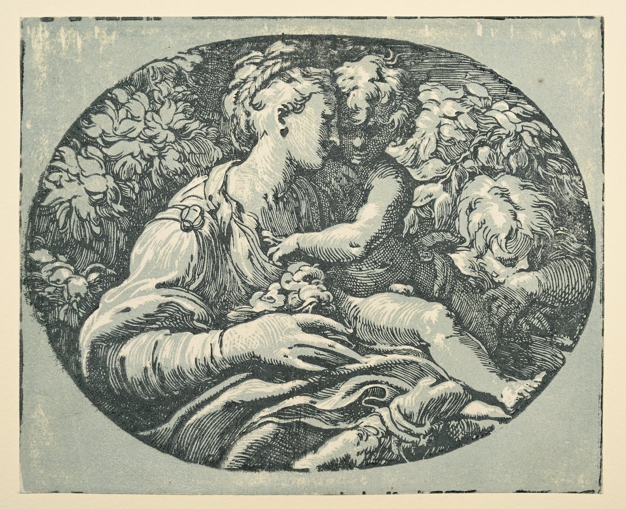Jomfru og barn med spedbarnet Saint John (blekk (svart og blågrønn) på papir) av Parmigianino
