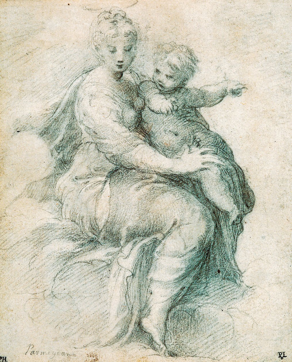 Madonna og barn på skyene, c1525. av Parmigianino