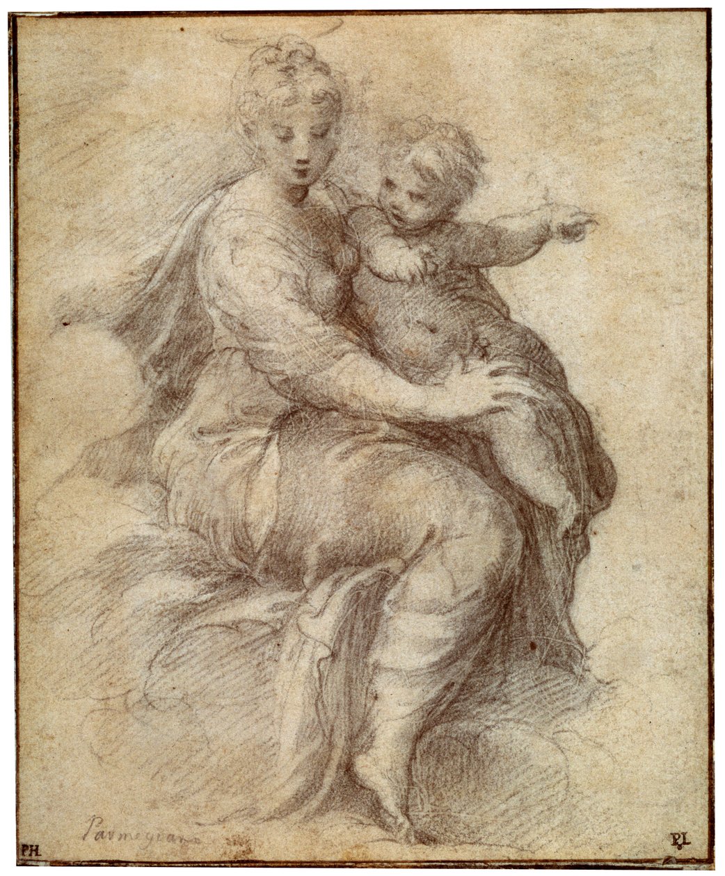 Madonna og barn på skyene, c1525 av Parmigianino