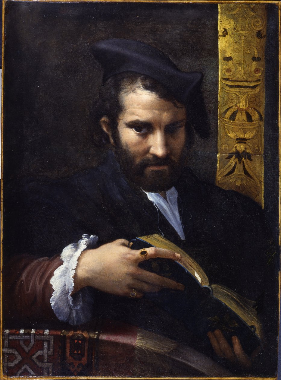 Portrett av en mann med en bok, ca 1524. av Parmigianino