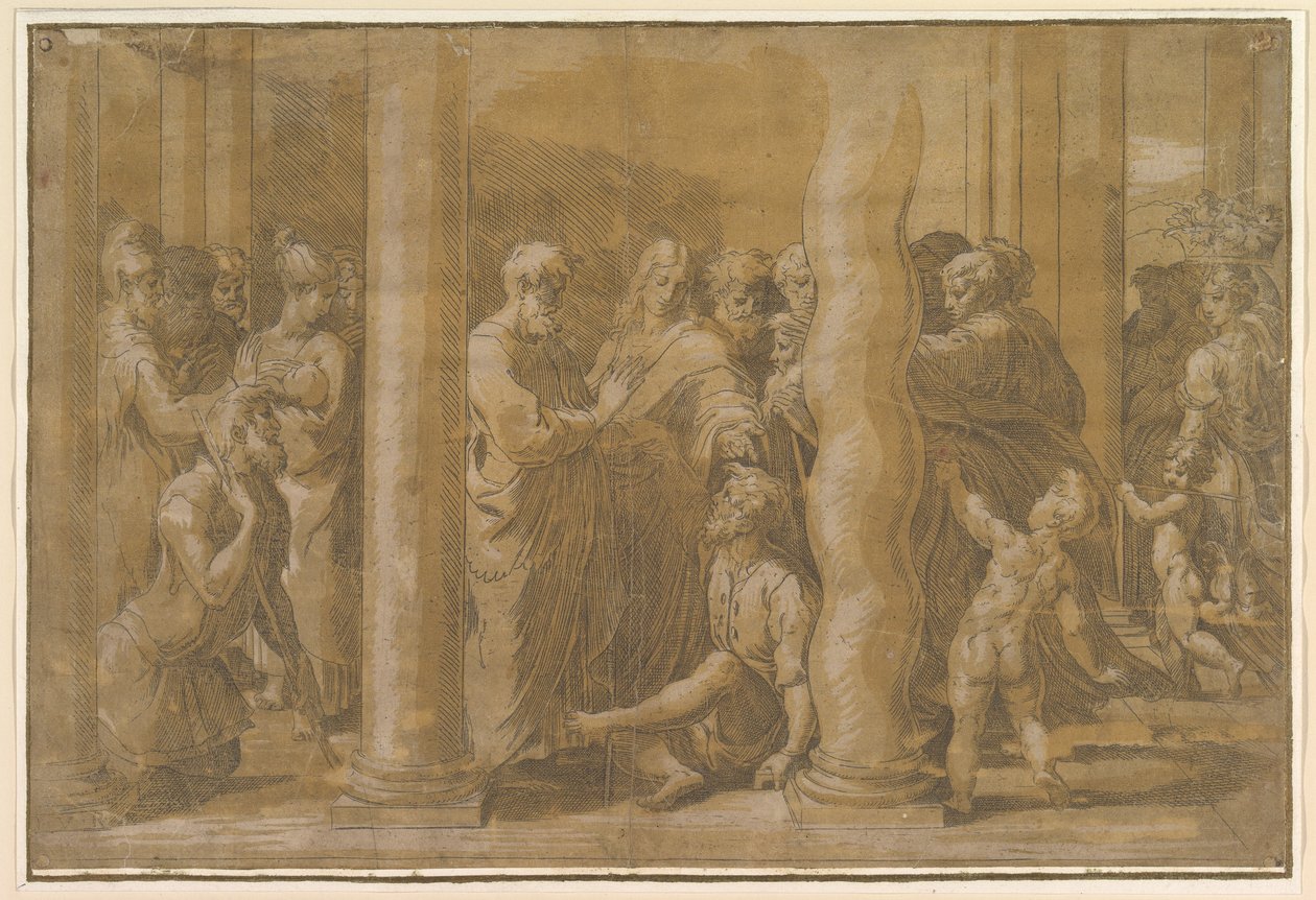 De hellige Peter og Johannes helbreder de syke, tidlig på 1500-tallet. av Parmigianino