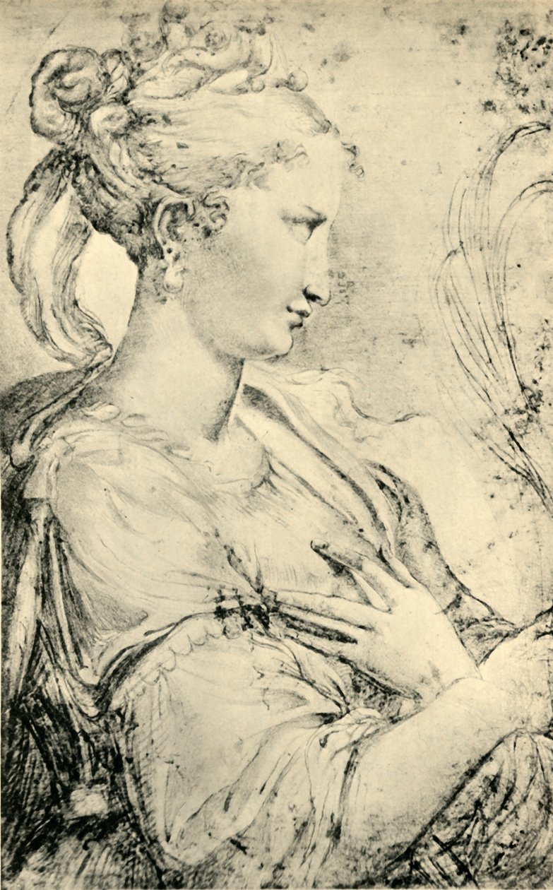 Studie av Saint Catherine, c1530-1540, 1943. av Parmigianino