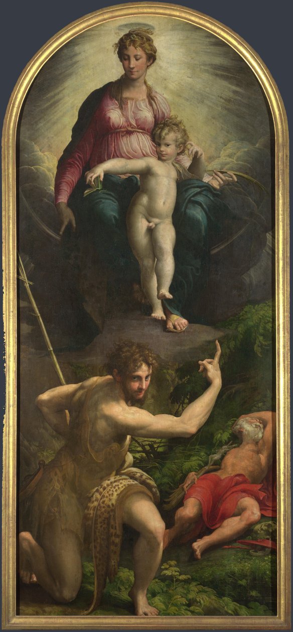Madonnaen og barnet med de hellige døperen Johannes og Hieronymus, 1527 av Parmigianino