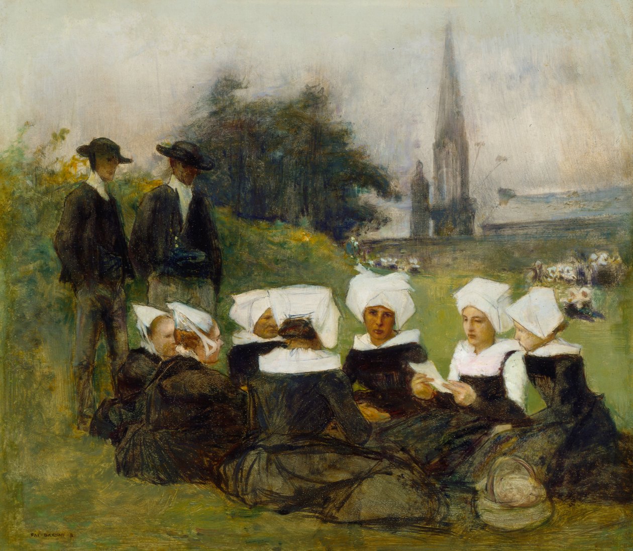 Study for Breton Women at a Pardon, ca. 1887 (se også 60974) av Pascal Adolphe Jean Dagnan Bouveret
