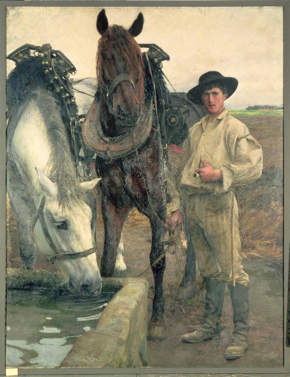 Hester ved vanntrauet, 1884 av Pascal Adolphe Jean Dagnan Bouveret