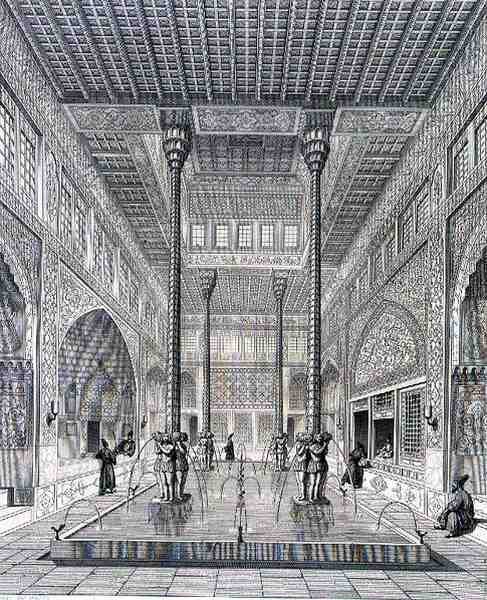Interiør i Chahar Bagh-palasset, i Isfahan, fra 