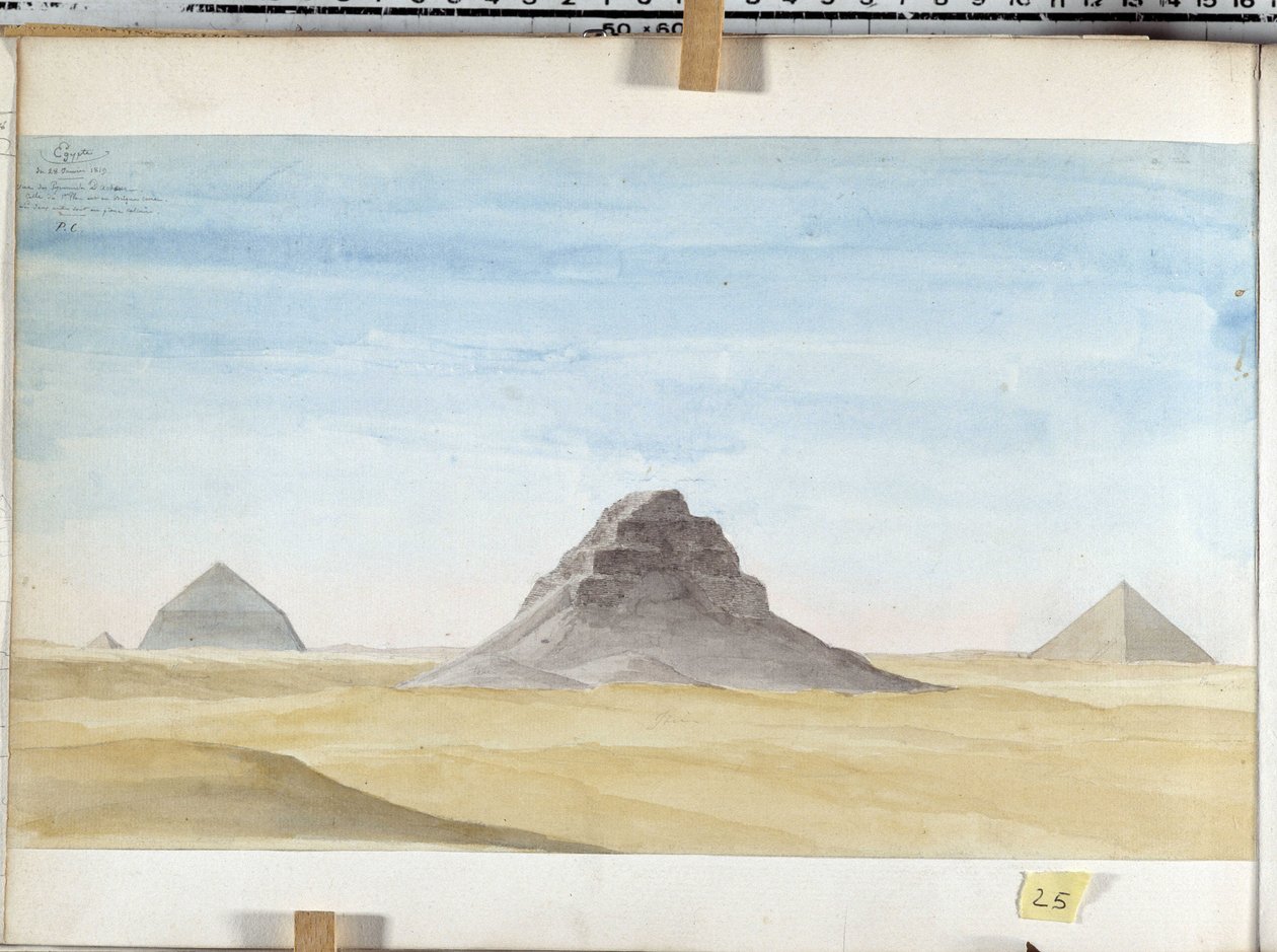 Utsikt over pyramiden i Dachour. Tegning av Pascal Coste (1787-1879) Museum of Mediterranean Archaeology, Marseille av Pascal Xavier (after) Coste