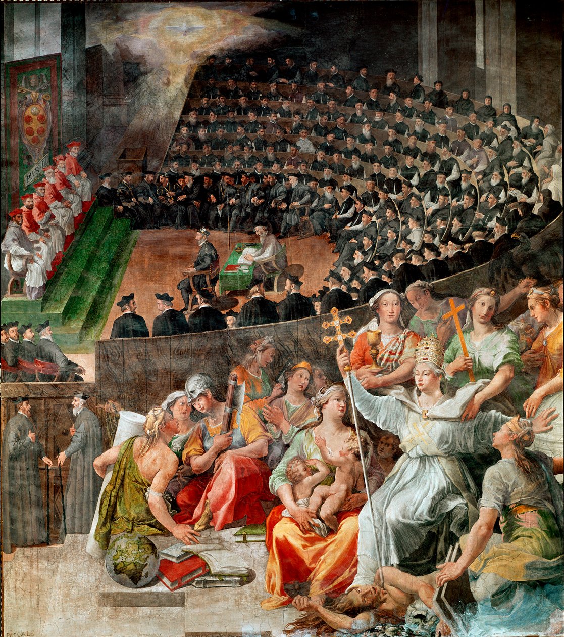 Konsilet i Trent i 1545 og 1563 Fresco av Pasquale Cati (1550-1620) 1588-1589 Santa Maria-kirken i Trastevere, Roma av Pasquale Cati