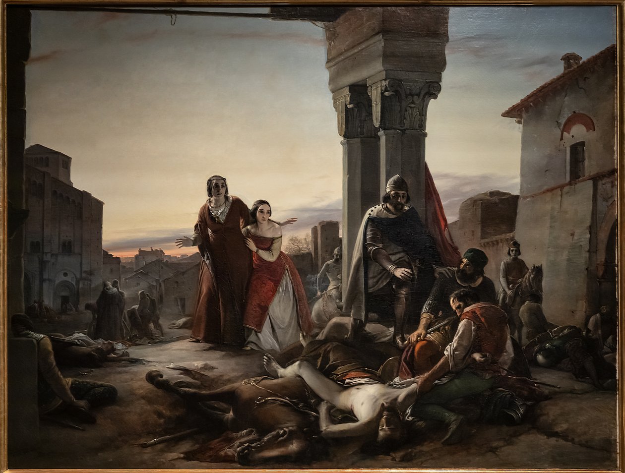 Ricciardino Langoscos mor leter etter liket av sønnen hennes drept under erobringen av Pavia i hendene på Matteo Visconti i 1315 av Pasquale Massacra