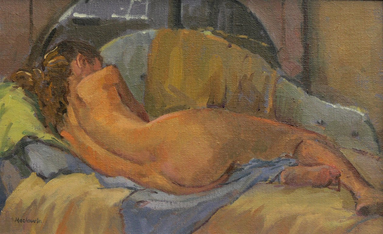 Naken på sjeselong, 2009 (olje på sofa) av Pat Maclaurin