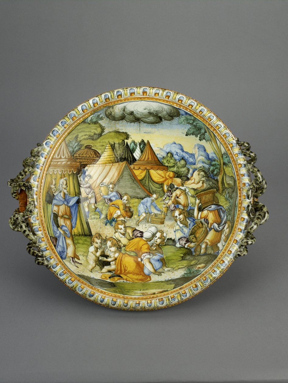 Basseng med samlingen av Manna, sannsynligvis Urbino, ca. 1600-20 (maiolica) av Patanazzi Workshop