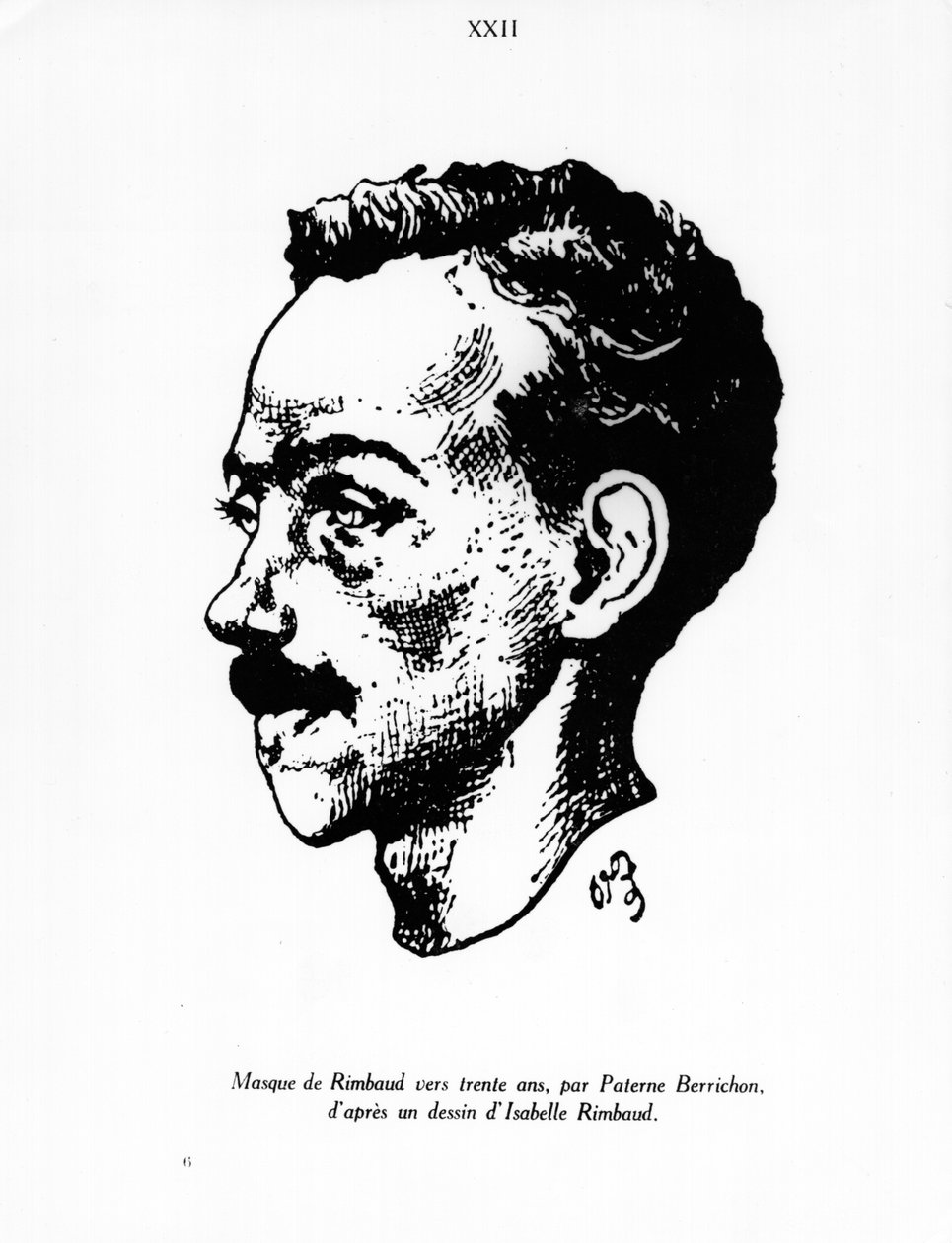 Portrett av Arthur Rimbaud (1854-91) laget etter en tegning av Isabelle Rimbaud (f.1860) etter 1891 av Paterne Berrichon