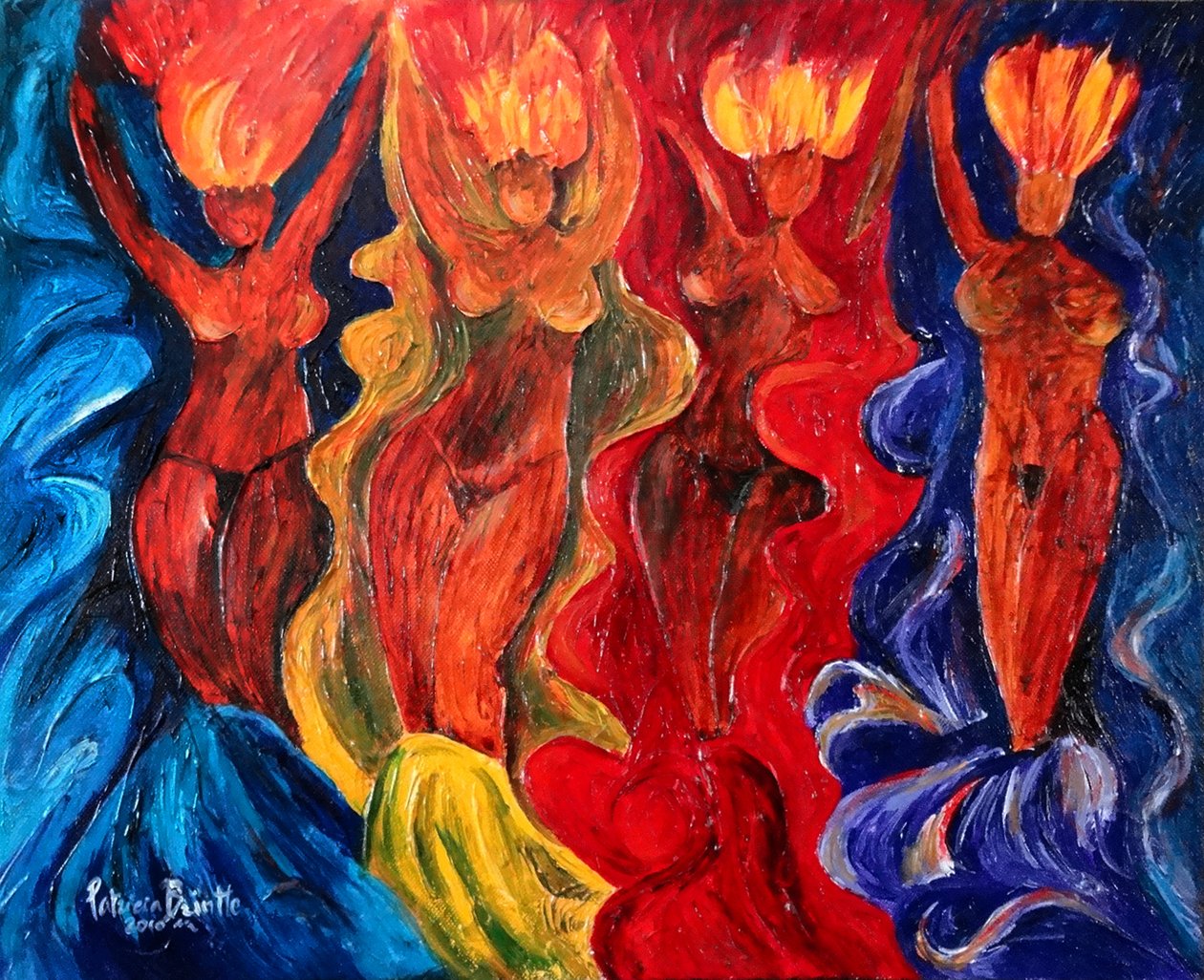 Carnavalesque, 2010 (akryl på lerret) av Patricia Brintle