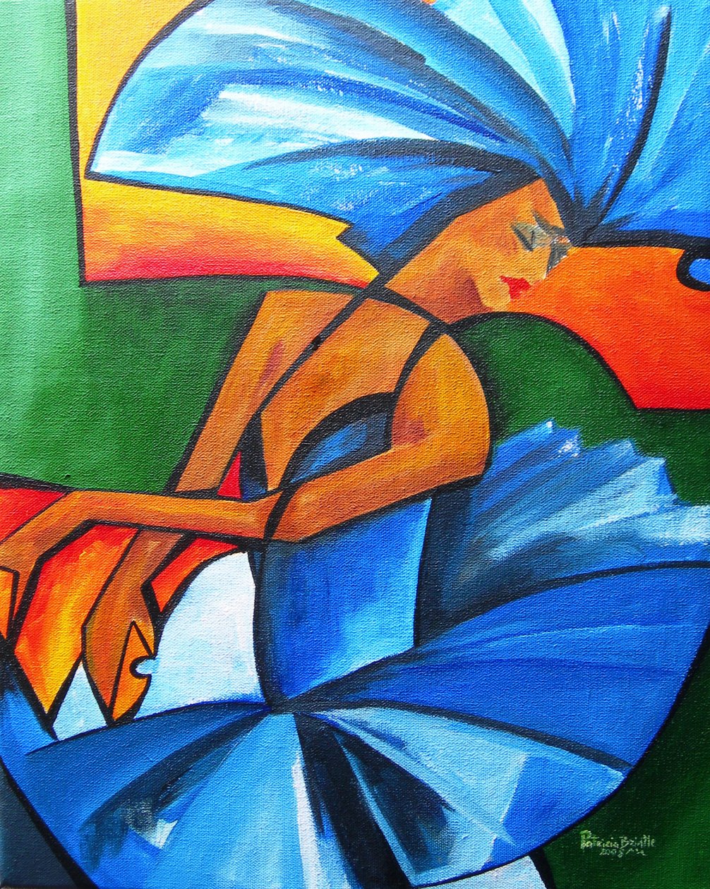 Dans i blått, 2008 (akryl på lerret) av Patricia Brintle