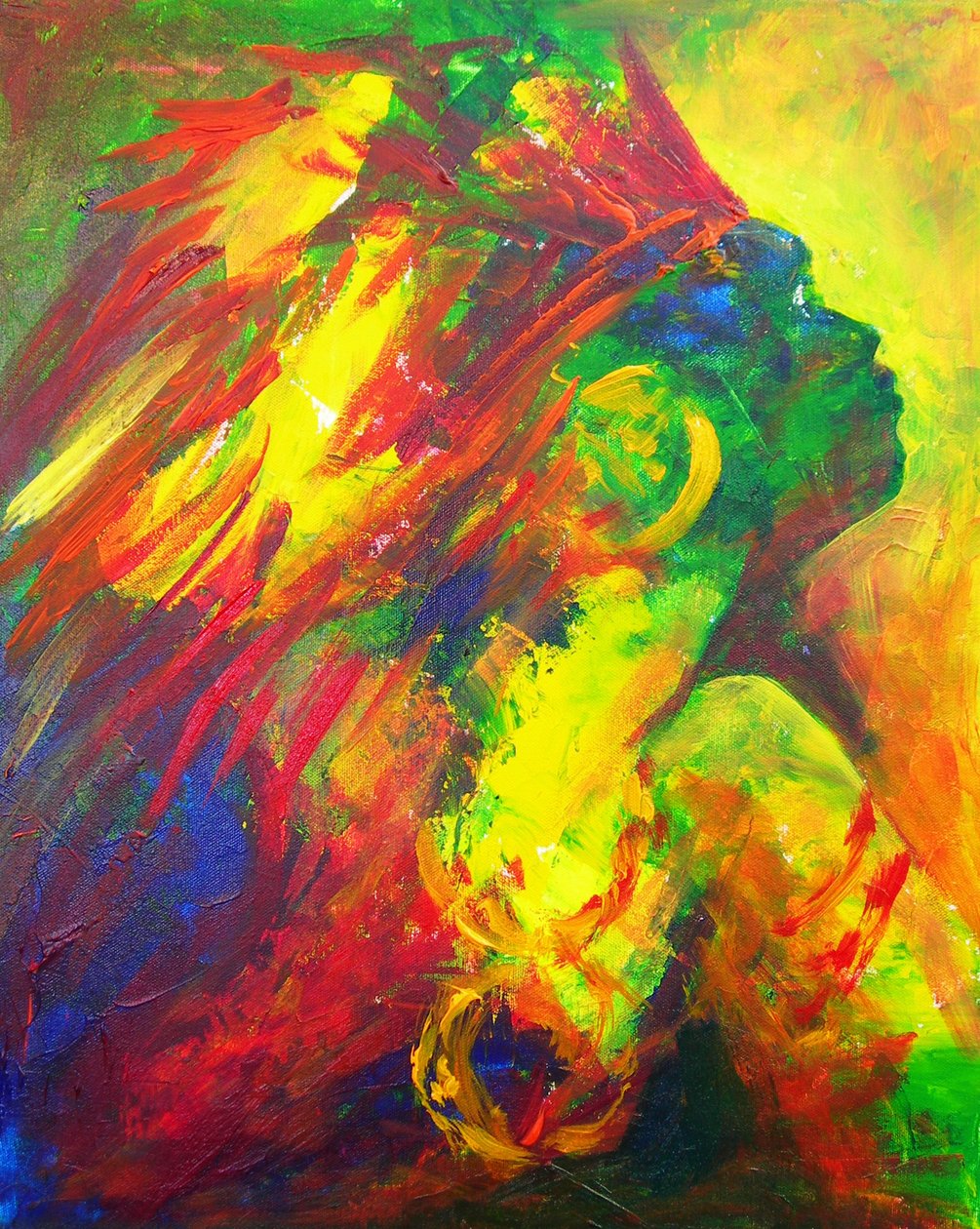 Guatiguana the Taino, 2011 (akryl på lerret) av Patricia Brintle