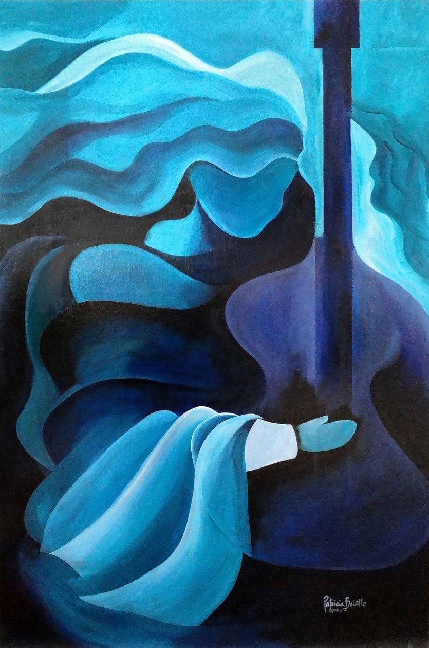 Jeg hører musikk i luften, 2010 (akryl på tre) av Patricia Brintle