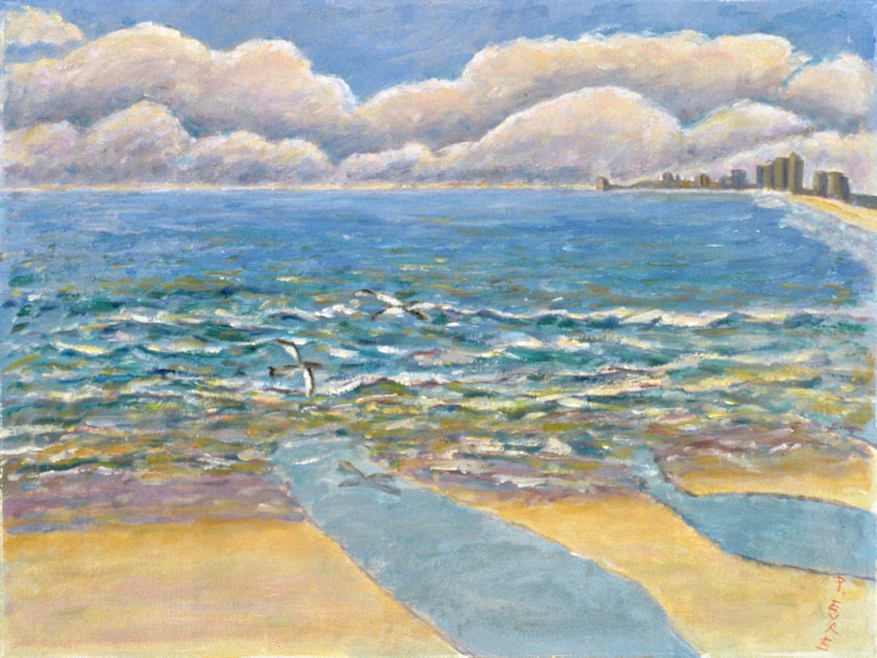 Kveld, North Myrtle Beach (olje på lin) av Patricia Contemporary Artist Eyre