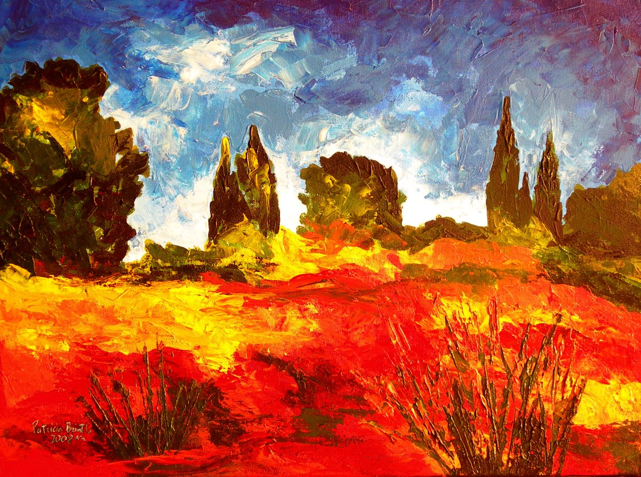 Autumn Breeze, 2008 (akryl på lerret) av Patricia Brintle