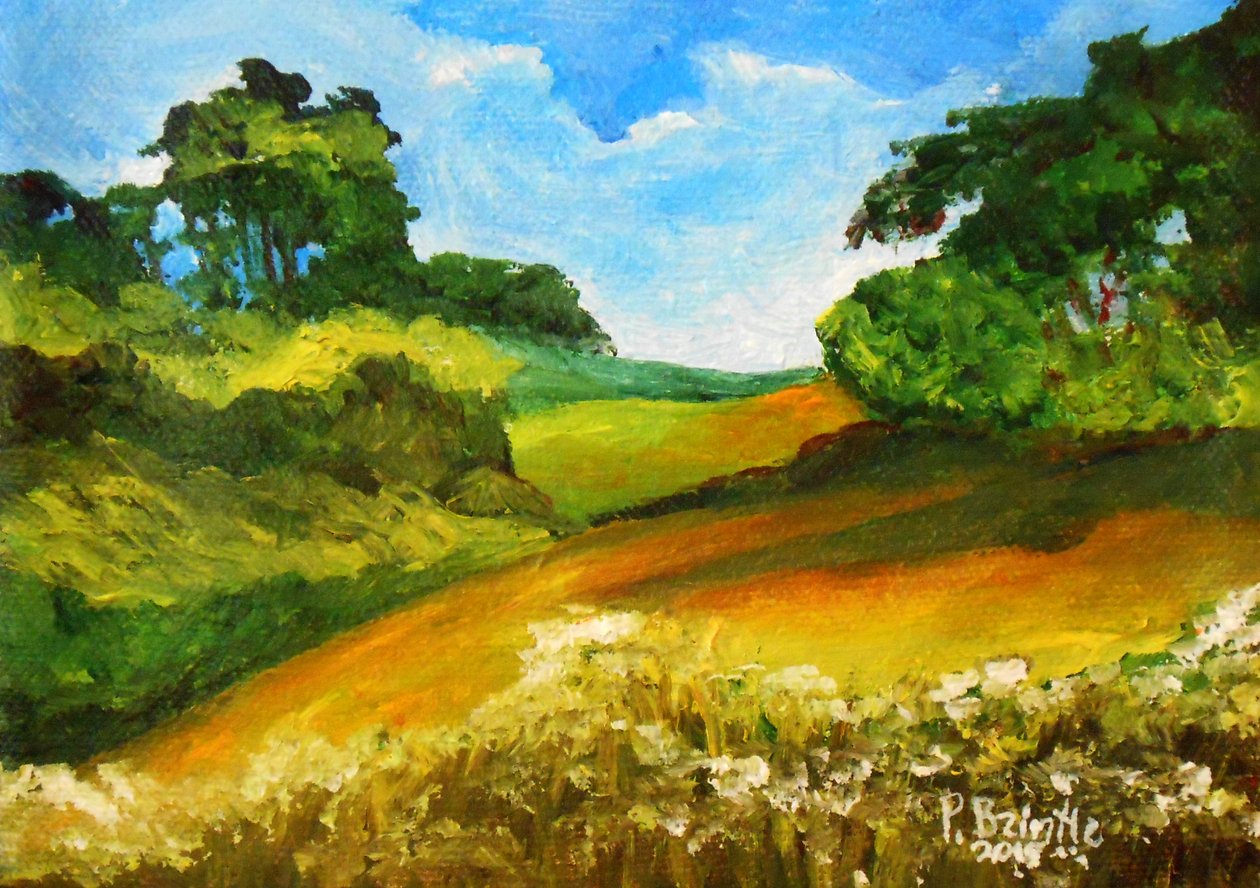 La route de Mouline, 2015 (akryl på lerret) av Patricia Brintle