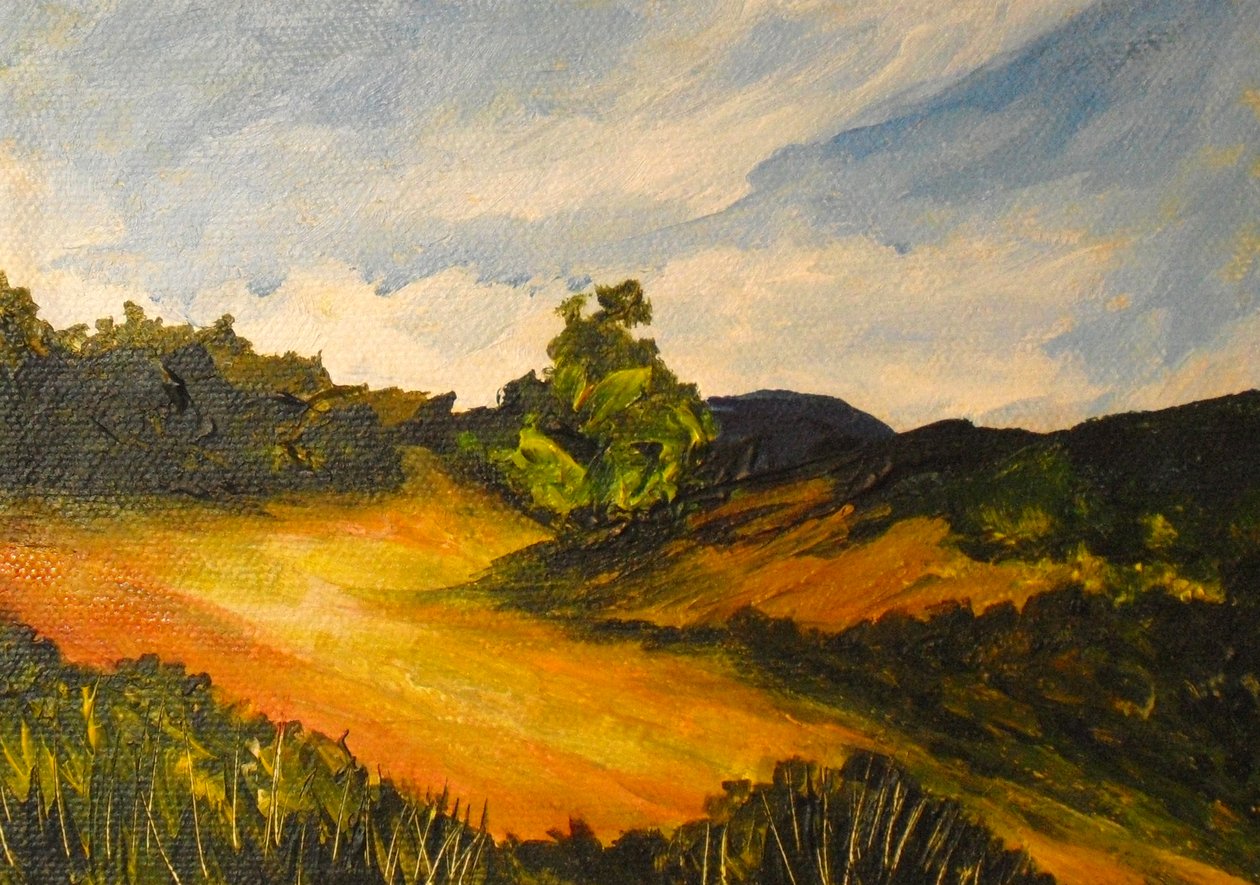 La route de Thiote, 2014 (akryl på lerret) av Patricia Brintle