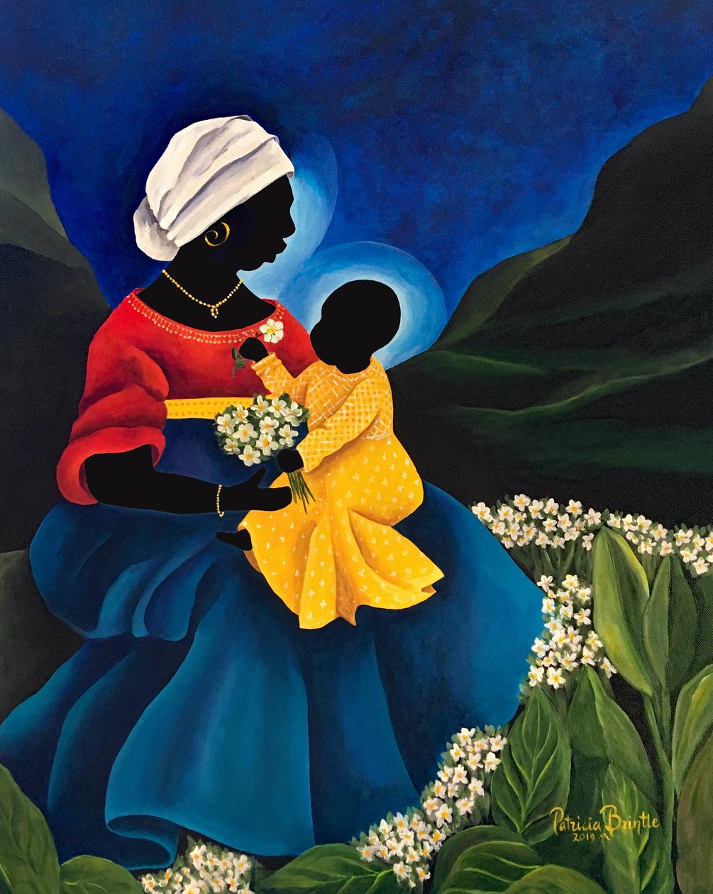 Madonna og barn med tusenfryd, 2019 av Patricia Brintle