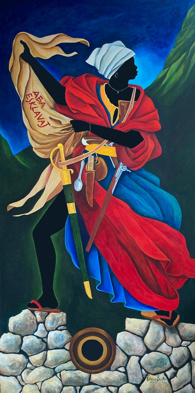 Marie Jeanne Lamartiniere på fortet, 2021 (akryl på lerret) av Patricia Brintle