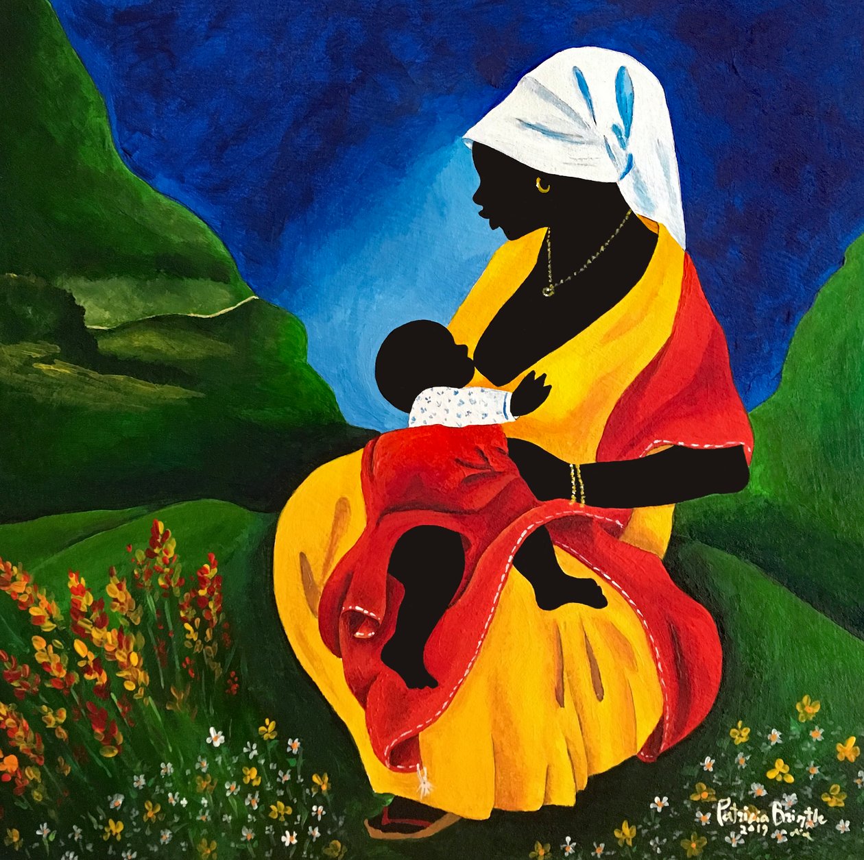 Motherhood, 2019 (akryl på tre) av Patricia Brintle