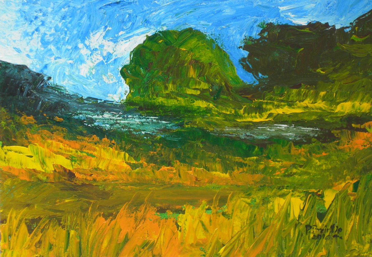Riviere de Bainet, 2010 (akryl på tre) av Patricia Brintle