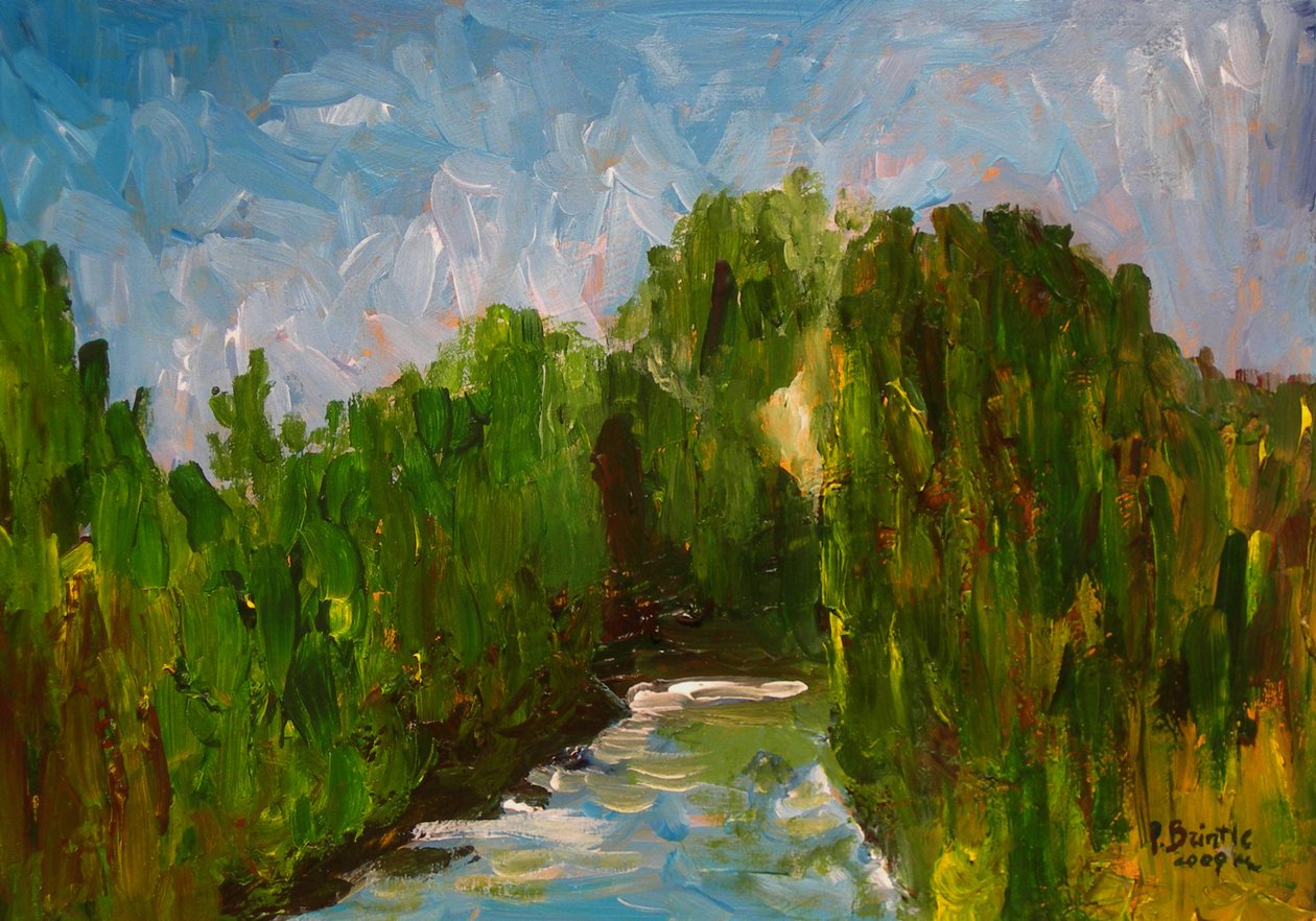 Winding river, 2009 (akryl på tre) av Patricia Brintle