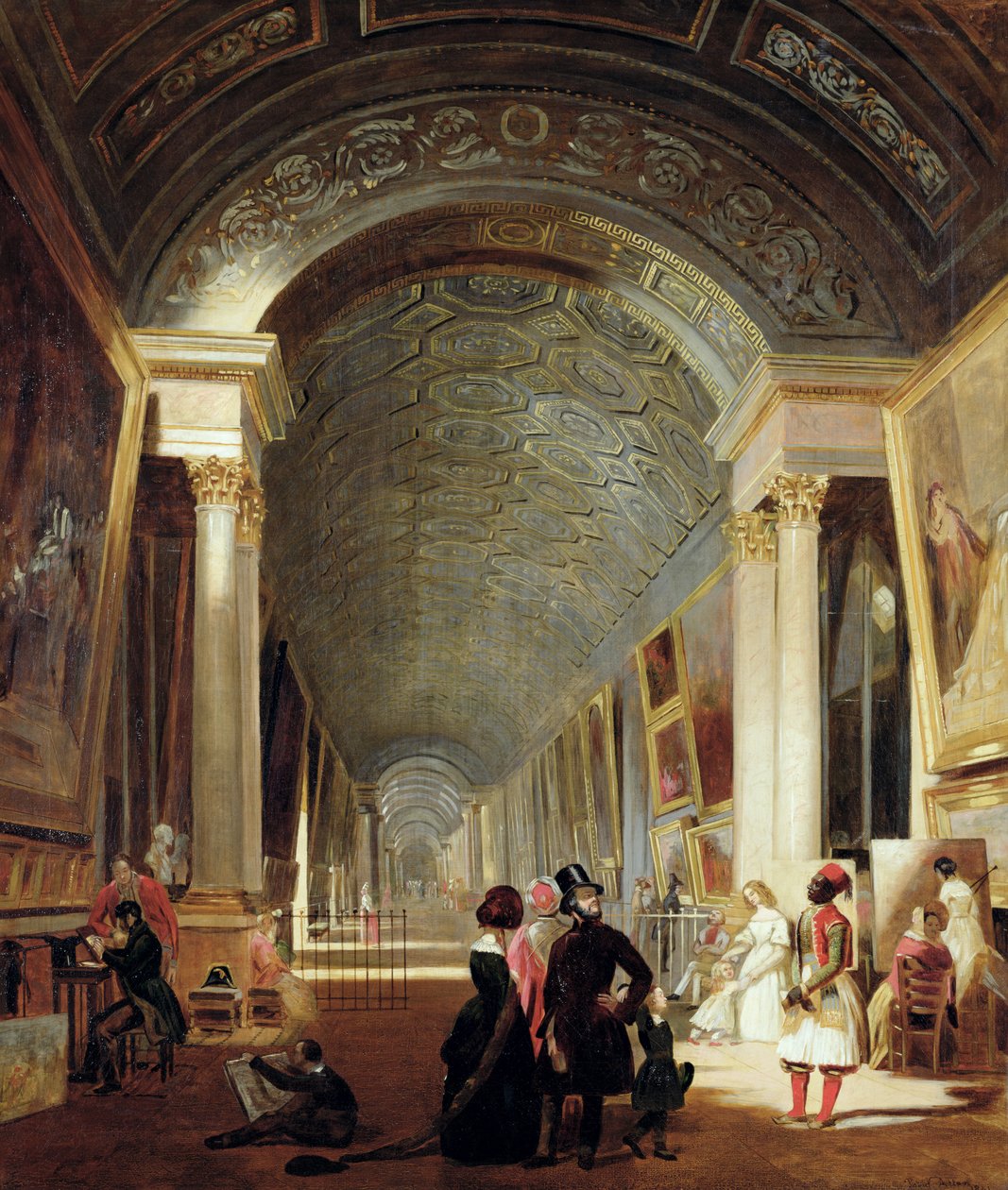 Utsikt over Grande Galerie of Louvre, 1841 av Patrick Allan Fraser