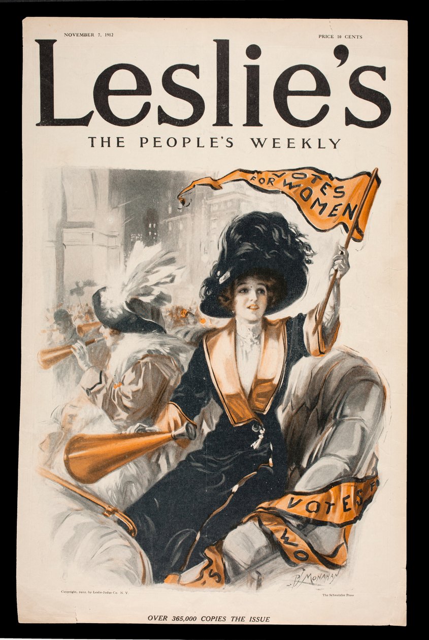 Stemmer for kvinner, forside av Leslies The Peoples Weekly, 7. november 1912 av Patrick J. Monahan
