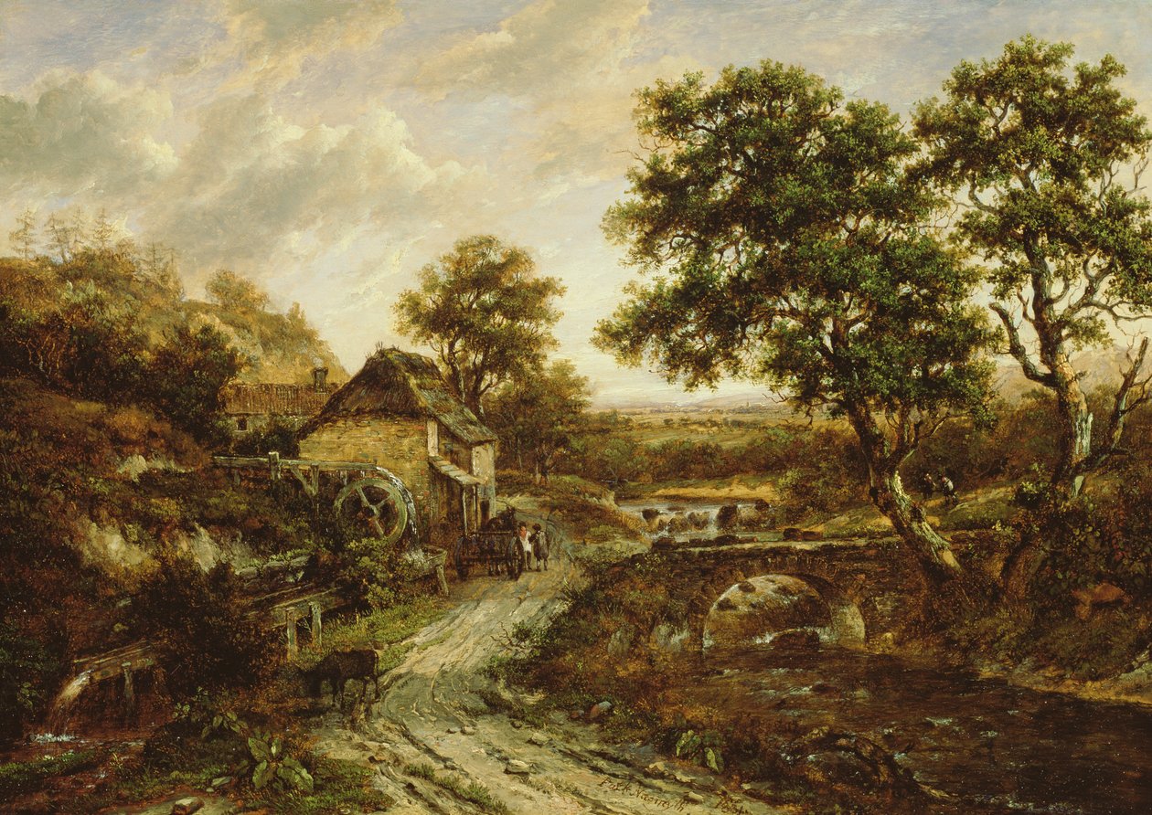 Overshot Flint Mill in Landscape with Fall of Water, 1831 av Patrick Nasmyth