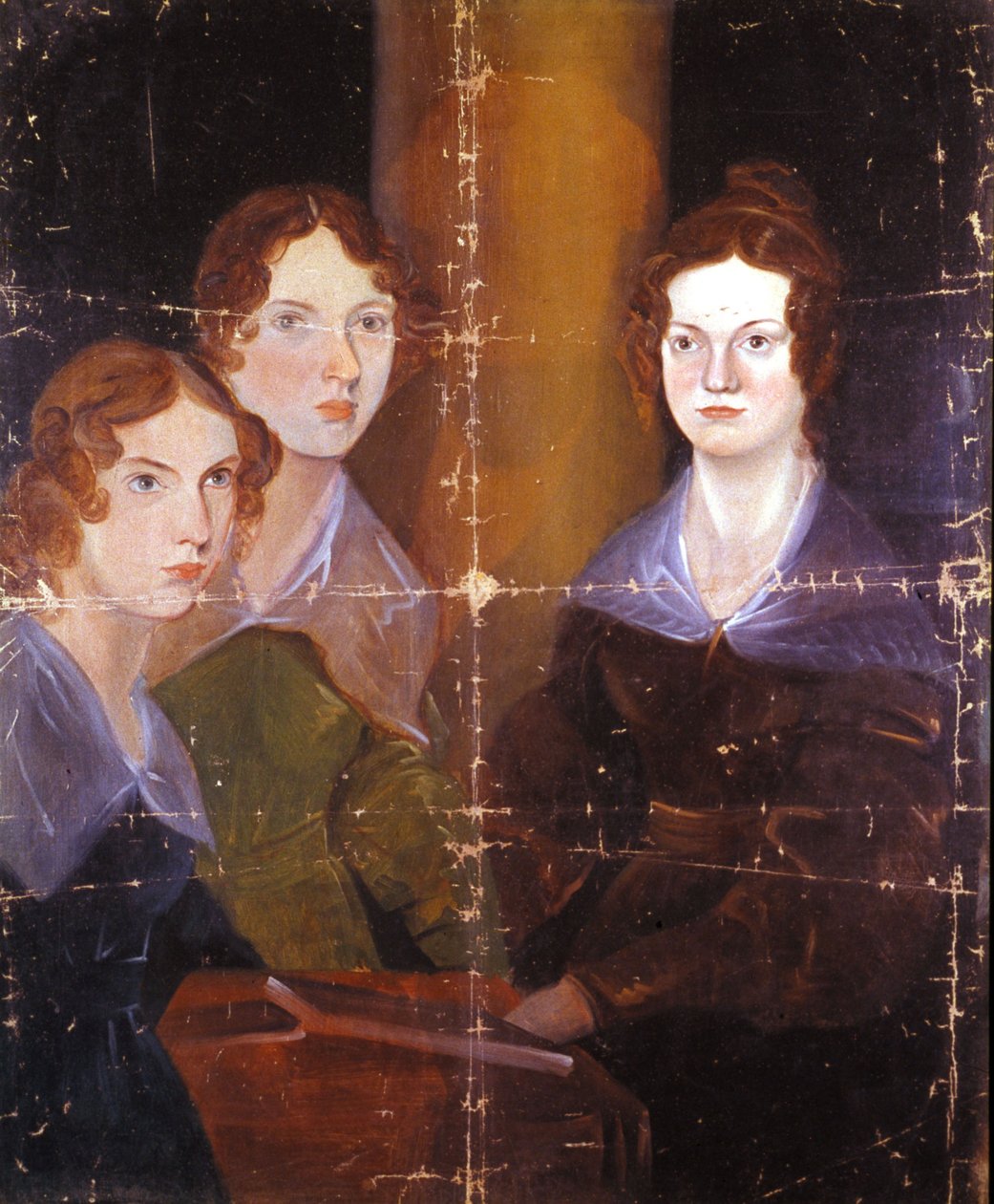 Portrett av de tre Bronte-søstrene: Charlotte Bronte (1816-1855), Emily Bronte (1818-1848) og Anne Bronte (1820-1849), engelske forfattere. Maleri av deres bror Branwell Patrick Bronte (1817-1848). 1834. av Patrick Branwell Bronte