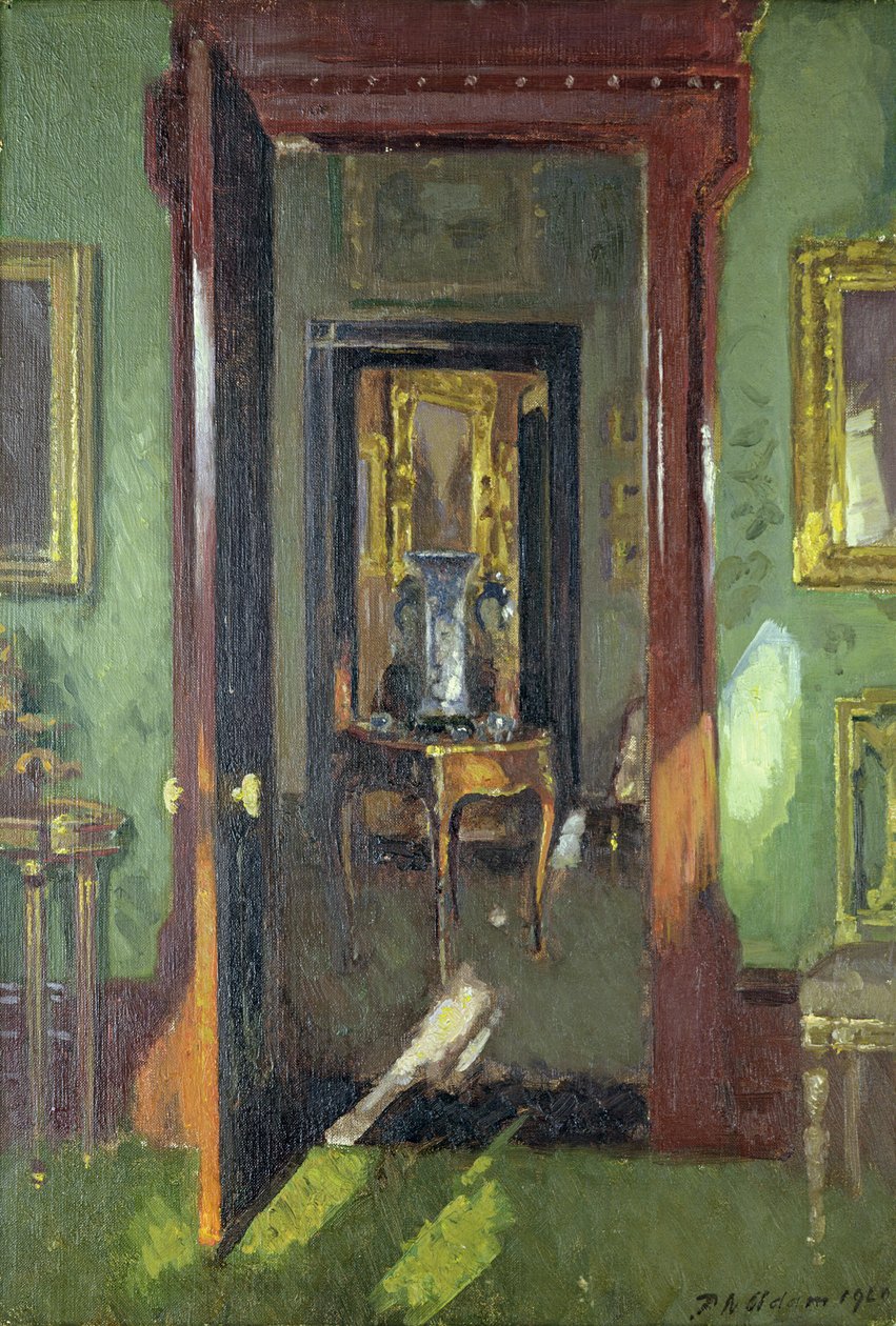 Interiør, Rutland Lodge: utsikt gjennom åpne dører av Patrick William Adam