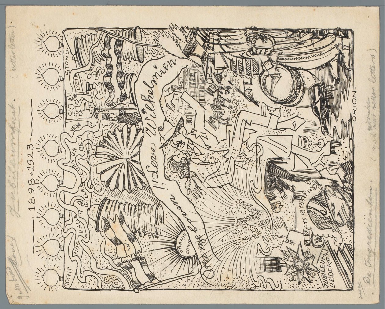 25-årsjubileum for Wilhelminas regjering Jubileumsfeiring 1898-1923 (tittel på objekt) av Patricq Kroon (signed by artist)