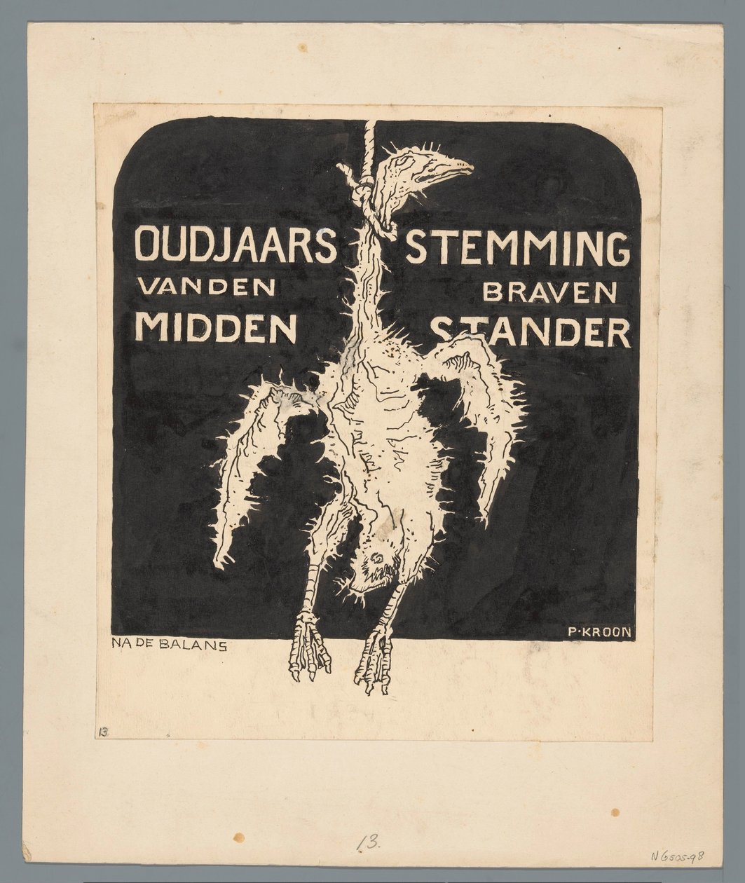 Skallet utvalgt håndverker Nyttårsstemning for den modige middelklassen (tittel på objekt) av Patricq Kroon (signed by artist)