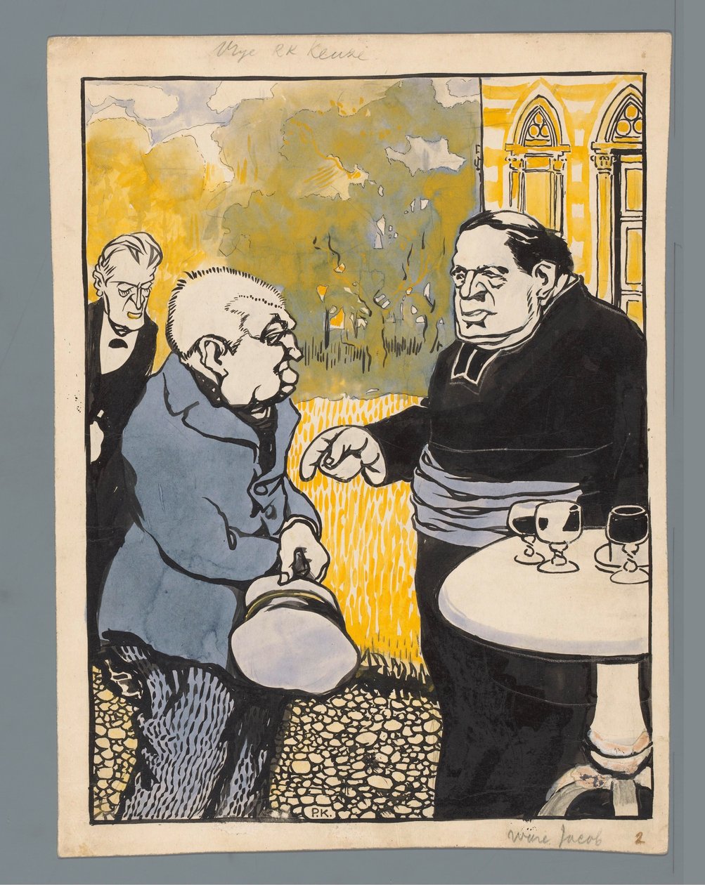 Tegneserie av den romersk-katolske kirke Fritt valg (tittel på objekt) av Patricq Kroon (signed by artist)