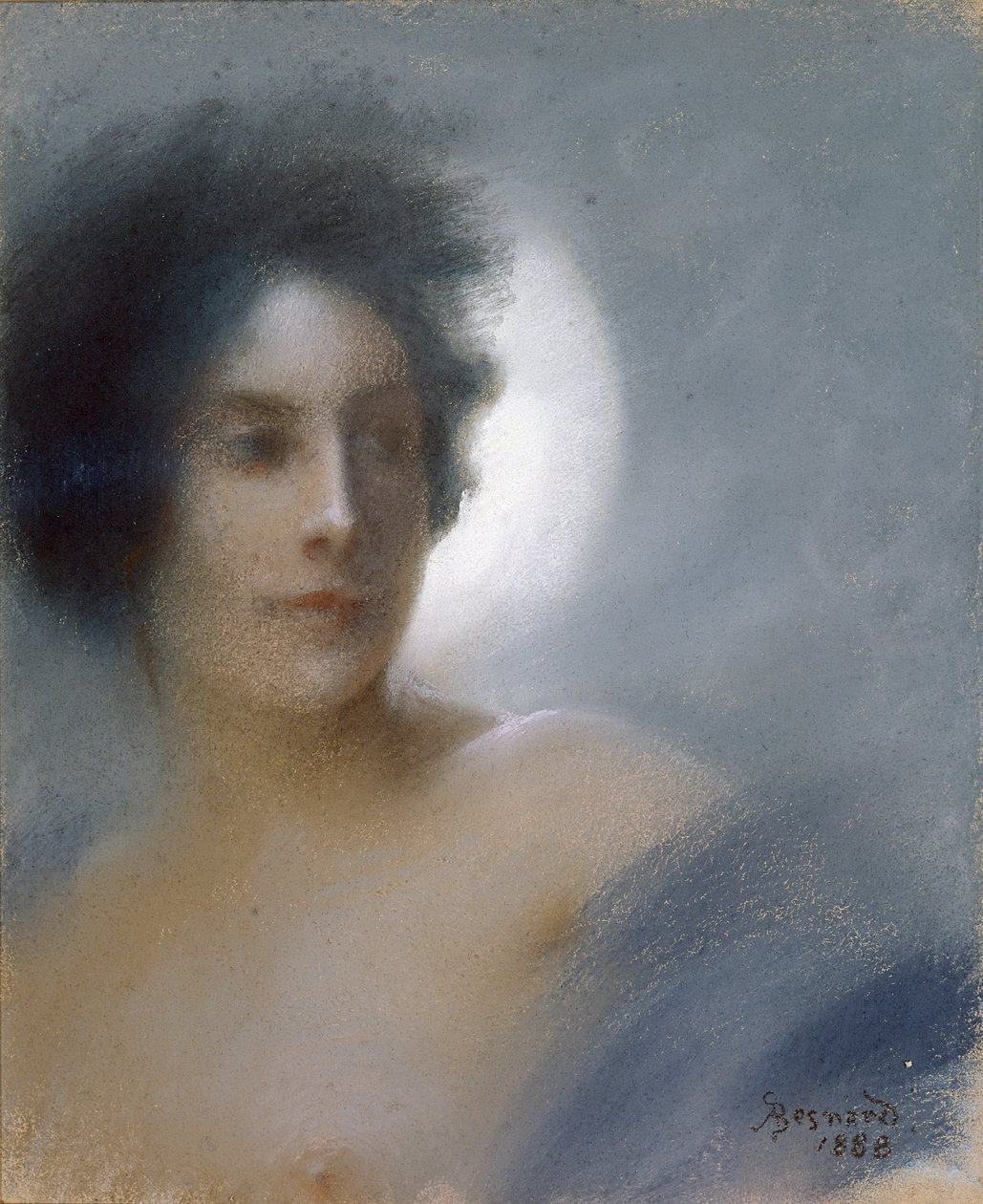 Kvinne med en halvmåne eller, The Eclipse, 1888 (pastell på papir) av Paul Albert Besnard