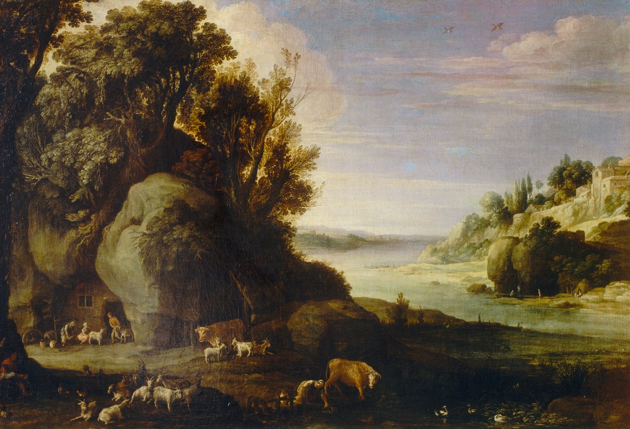 Landskap med flokker og gjetere av Paul Bril