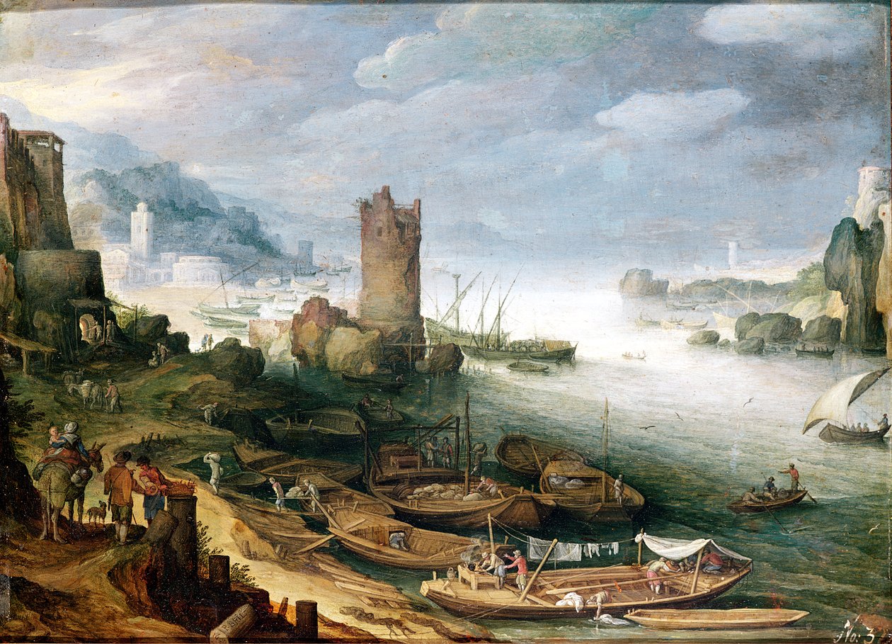 Elvescene med et ødelagt tårn av Paul Bril