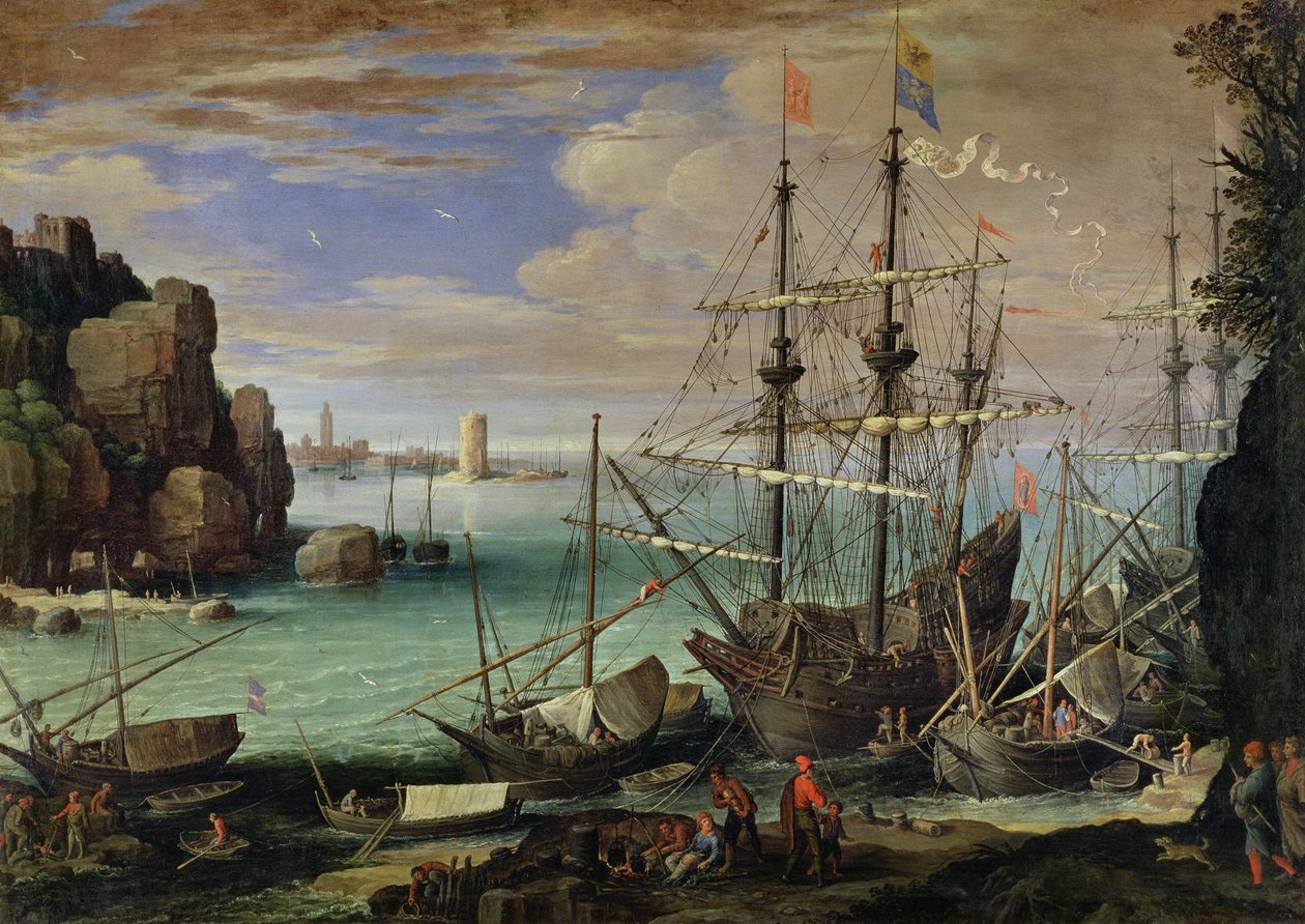 Scene av en havhavn av Paul Bril