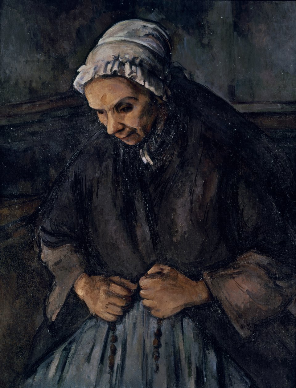 Gammel kvinne med rosenkrans, ca. 1896 av Paul Cézanne